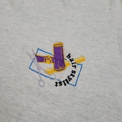 Vintage Fruit Of The Loom Shirt XL Gray Purple Cuff 90s USA Hair Stylist Barber