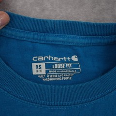 Carhartt Loose Fit Heavyweight Long Sleeve Logo Graphic Tee Atomic Blue Size XS