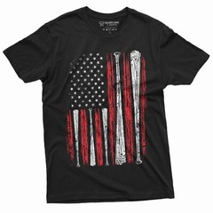 Men’s Baseball USA Flag T-shirt Bat Flag American Sports Shirt For Him