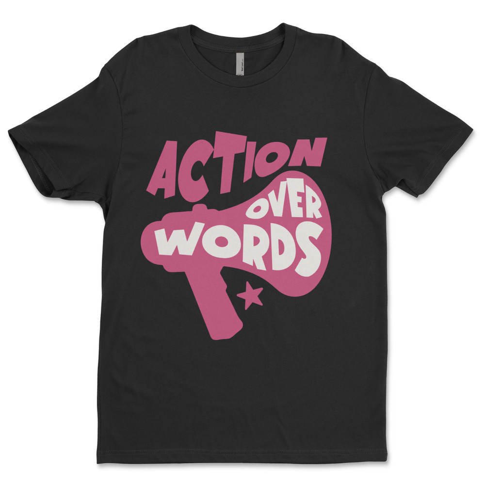 Custom T-Shirt, action over words Dtf Print On Next Level T-Shirt unisex cotton￼