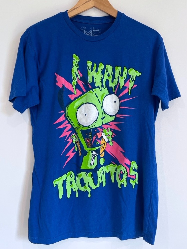 Official Invader Zim Gir “I Want Taquitos” T-Shirt blue Nickelodeon Large