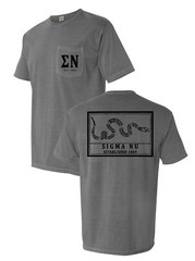 Sigma Nu Join Or Die COMFORT COLORS POCKET Shirt Fraternity Frocket Tee NEW