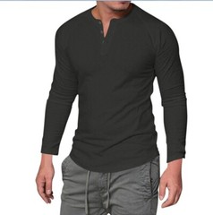Zonbailon men’s t-shirt solid color crew neck slim fit breathable long sleeve