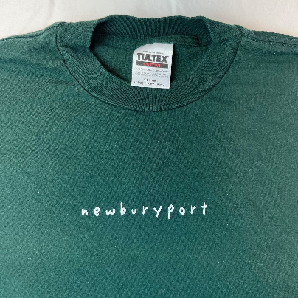 Vintage Y2K Newburyport Massachusetts Spellout T Shirt TULTEX Size XL Green