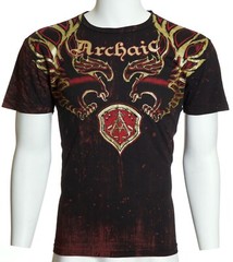 ARCHAIC by AFFLICTION Black Red RIDE IT Short Sleeve Slim Fit Y2K T-shirt NWT