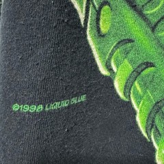 Vintage 1998 Liquid Blue Terminator Skull Glow Dark AOP Tee Shirt 2X Cyborg