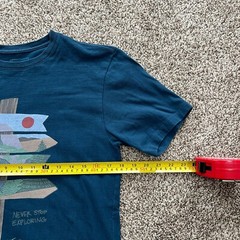 The North Face “Never Stop Exploring” Blue T-shirt Adult size Small Hike Cotton