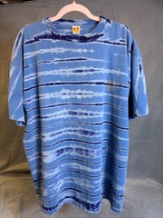 Vintage Hang Ten Men’s XL T-Shirt Blue Tie Dye Striped Single Stitch Surf Skate