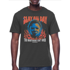 Halloween II Slay All Day Michael Myers Hockey Mask Mens Charcoal Shirt New XL
