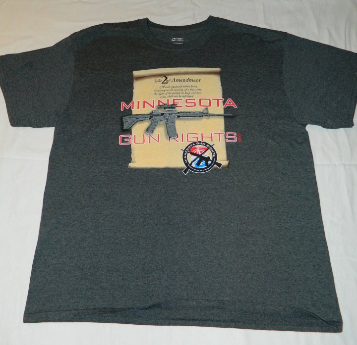 Men’s XL Gray Grey T-shirt 2nd Amendment Minnesota Gun Rights – Cotton Blend