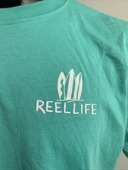 Reel Life Men’s Short Sleeve Graphic Tee Size Large Teal