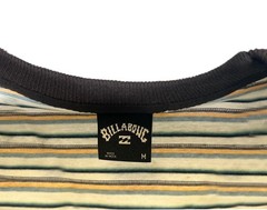 Billabong Men’s Cream T-Shirt Horizontal Striped Baxter Tee S/S (S17)