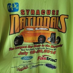 Rare Grail 2014 Syracuse Nationals Neon Green Racing Hotrod T-Shirt, Men’s XXL