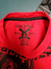 Men’s Bucheli Slim Fit Red Cotton/Lycra Stretch Fashion Tee Free Ship