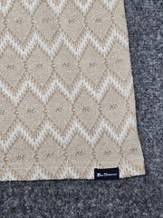 Ben Sherman Shirt Mens Medium Beige White Coconut Milk Jacquard Knit Retro Mod