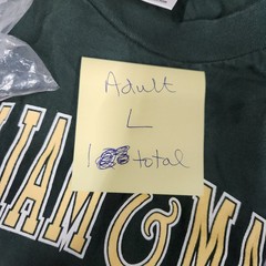 TCX William & Mary Long Sleeve T Shirt Adult L Preshrunk Cotton Green 131