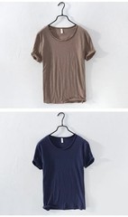 Retro Raw Edge T-Shirt for Men, 100% Cotton, Lightweight,Breathable,Slim-fit