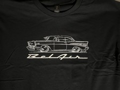 55 56 57 LS T Shirt Tri Five Chevy Bel Air 150 210 Emblem Silhouette Hot Rod JB