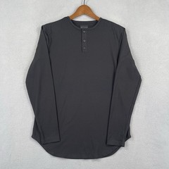 Cuts Clothing Henley Shirt Mens Small Black Long Sleeve Solid Business Casual