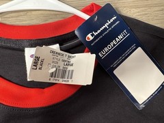 NEW Champion T-Shirt Dark Navy Blue Red White Short Sleeve Men’s Large