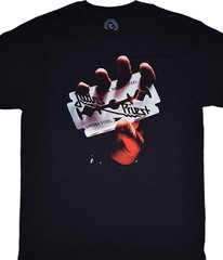 Judas Priest British Steel Black T-Shirt Liquid Blue