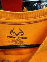 Realtree Men’s Orange Short Sleeve T-Shirt with Camo Antler Logo