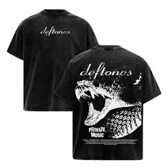 Deftones Private Music Vintage Washed Tee – Heavy Cotton Double Sided Band Graph
