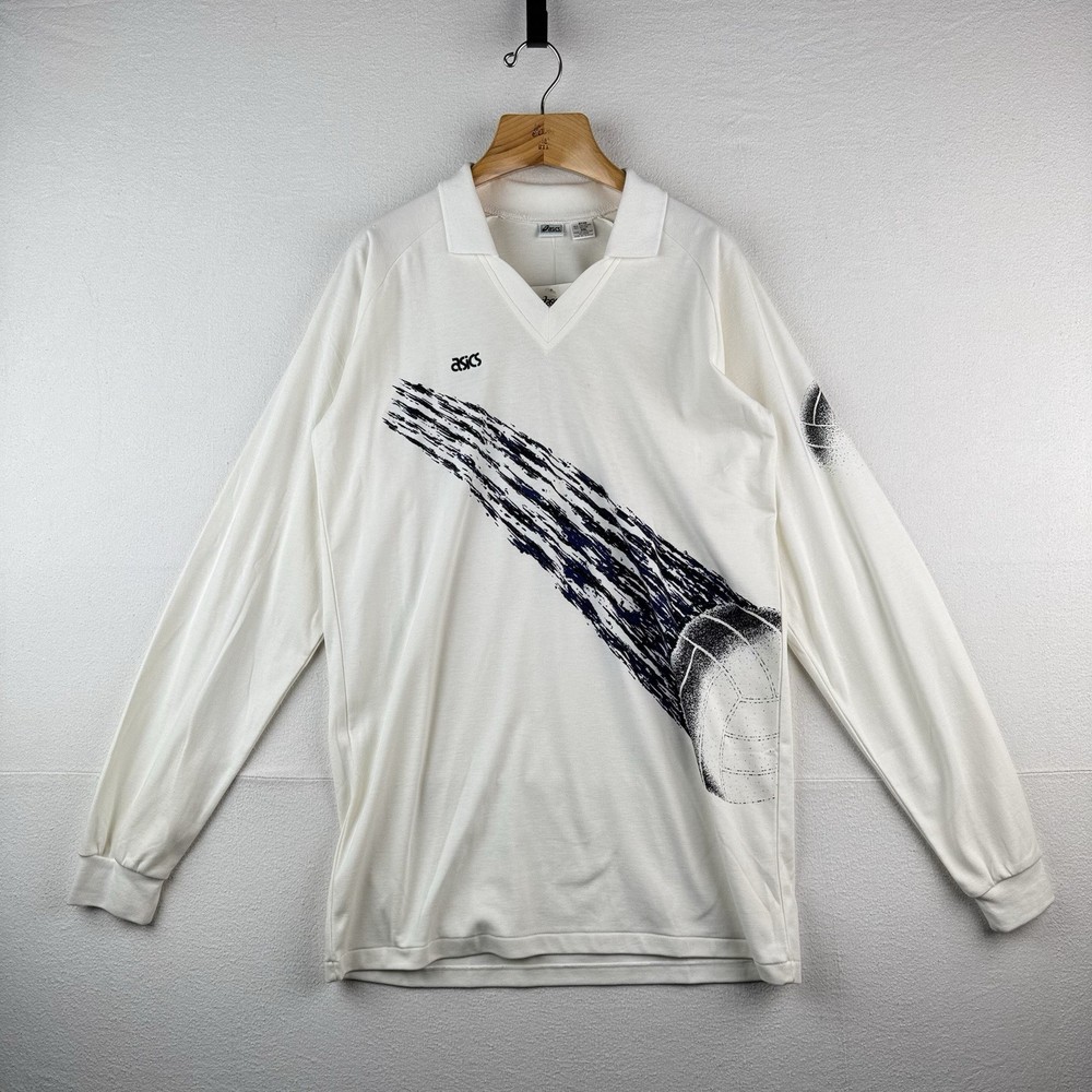 90’s Vintage ASICS Mens 2XL Volleyball Long Sleeve Collar V-Neck New Deadstock