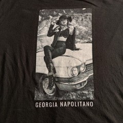 Georgia Napolitano Black Graphic T-Shirt Vintage Style Car Photo Print Size 2XL