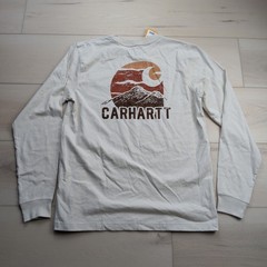 NEW Carhartt Relaxed Fit Heavyweight Long Sleeve T-Shirt Mens M Mountain Graphic