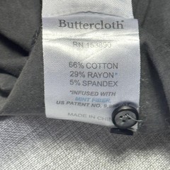 Buttercloth T-Shirt Mens M Gray Henley Short Sleeve Jersey Cotton Stretch Pocket