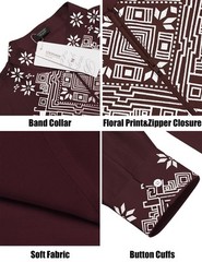 Men’s Casual Henley Shirt Mid Sleeve Shirt Summer Zipper T-Shirt (Dark Red,M)