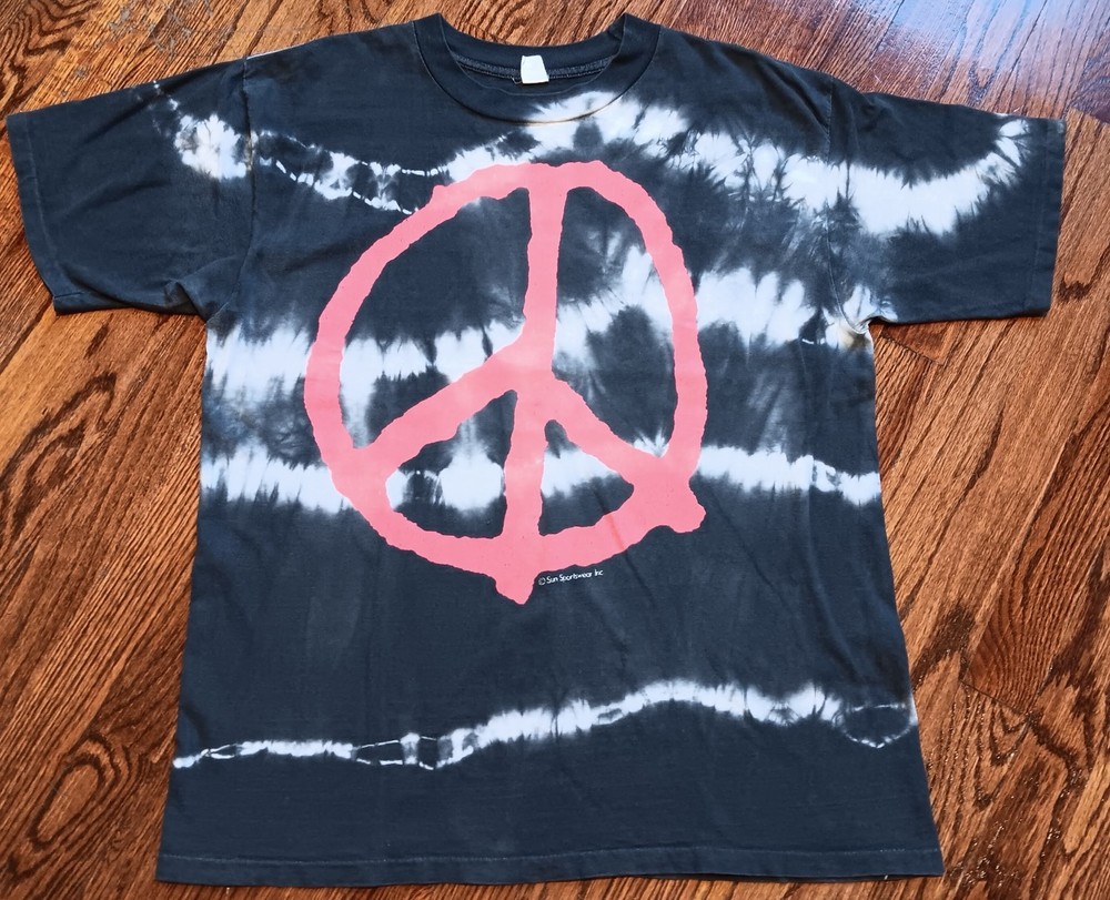 Vintage Tie Dye Peace Sign Grateful Dead Hippie Grunge Single Stitch T Shirt