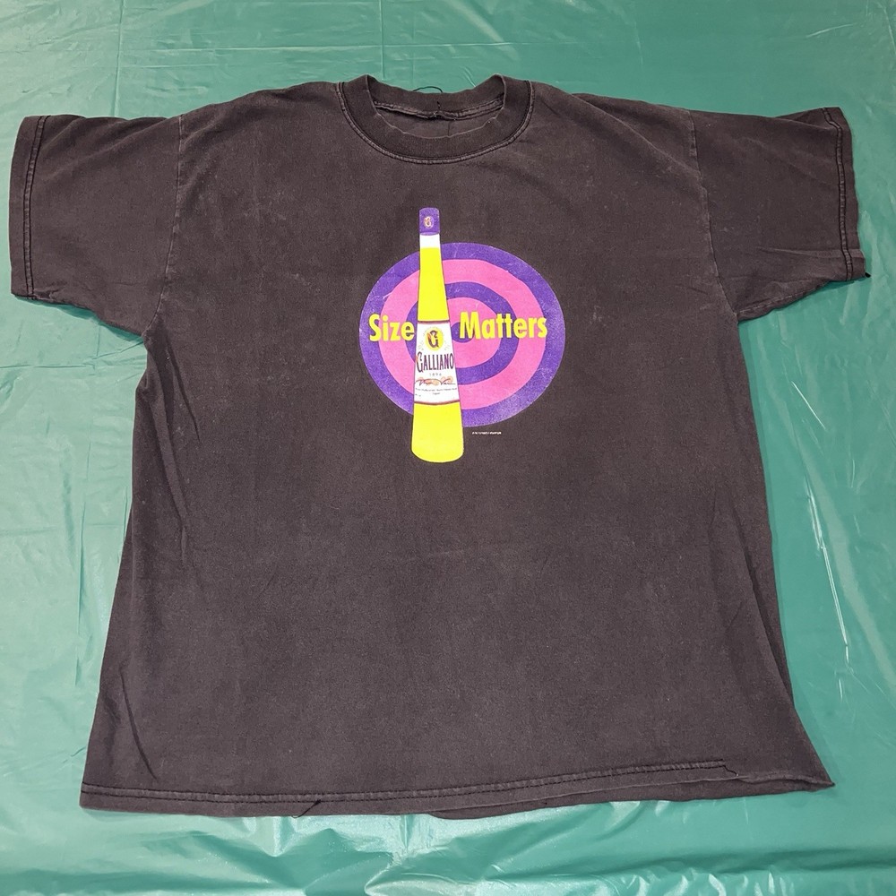 Vintage 90s Galliano Liquor Size Matters Humor T-Shirt Size XL