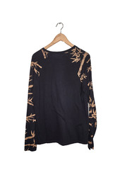 ASOS DESIGN Bamboo Print Long Sleeve Shirt in Black Size L