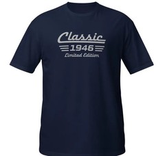 80th Birthday Shirt Born in 1946, Classic Car Limited Edition Cotton Tee for Men