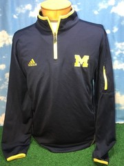 Michigan Wolverines Jacket Medium U of M Adidas 1/4 Zip Climate C36