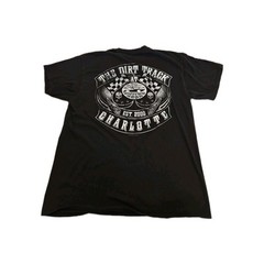 The Dirt Track At Charlotte Tee Shirt Black, White Letters 20in Across 27in Long
