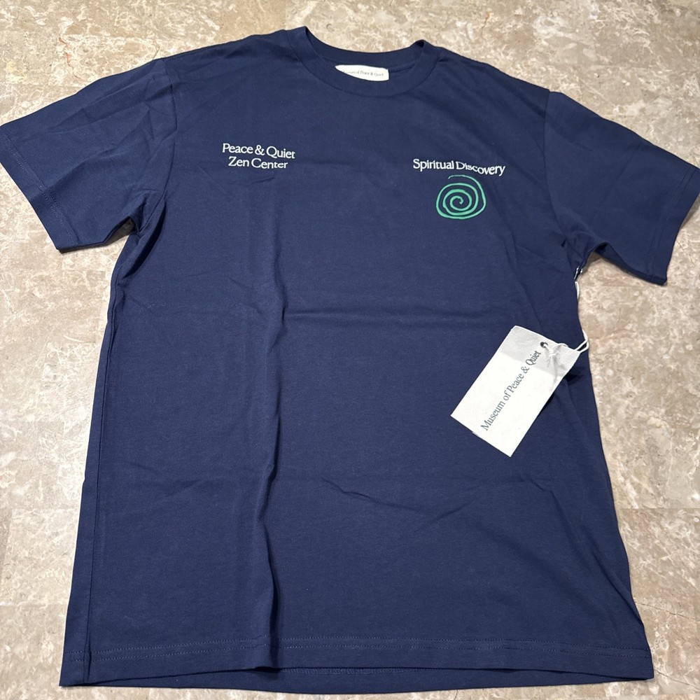 Museum of Peace & Quiet SPIRITUAL ZEN Short Sleeve T-Shirt MEDIUM M Navy Blue