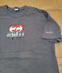 Vintage Split Skateboard T Shirt Mens XLarge Gray Logo Spell Out Y2K