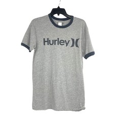 Hurley Mens Gray Ringer T-Shirt One and Only Short Sleeve Casual Top