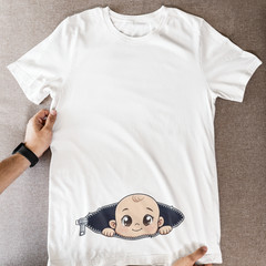 Cute Peeking Baby Maternity Top Zipper Belly Reveal Pregnancy Gift