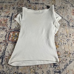 VTG 60s 70s Towncraft Thick Thermal Sweater size S Ivory Off White Waffle Knit