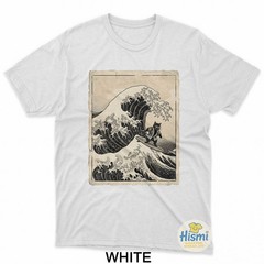 Funny Cat Surfing Japanese Art Kitten Anime Graphic Vintage T-Shirt