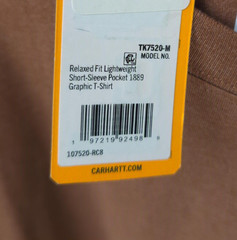 Mens CARHARTT Lightweight Short-Sleeve Pocket 1889 Graphic T-Shirt SMALL