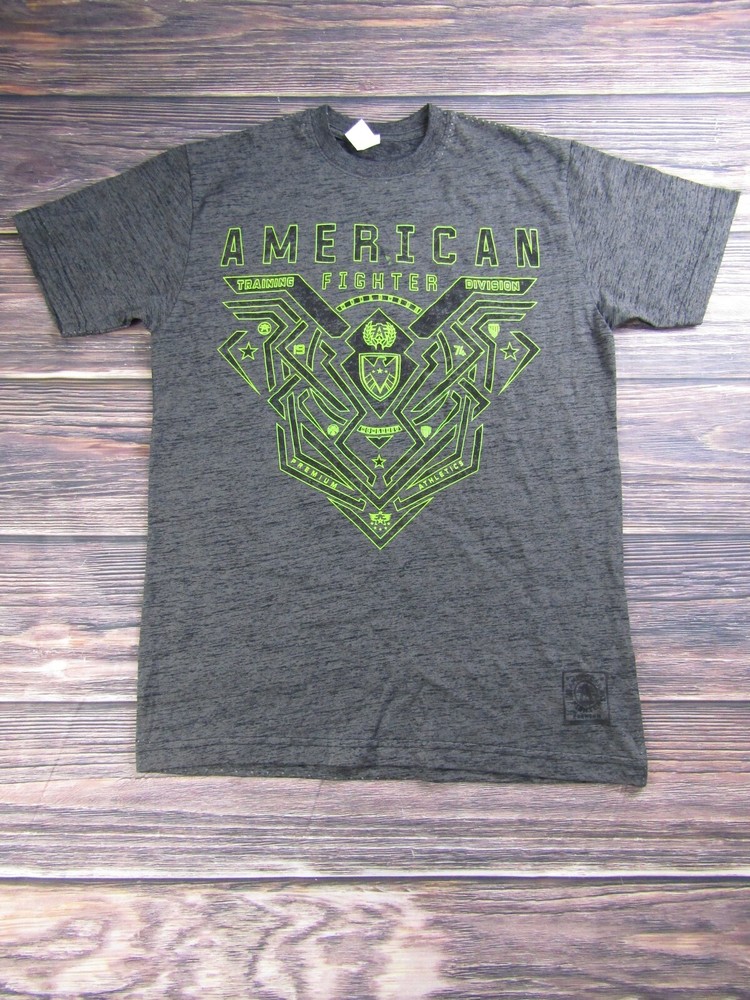 American Fighter Mens Medium Gray Training TShirt UFC MMA Workout Gym Sports