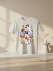 Cottagecore Cute Puppy Flower Butterfly Graphic Dog Lover Dog Lover Graphic Tee