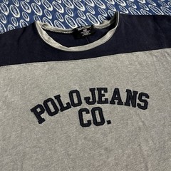 Vintage Y2K 2000s Polo Jeans Company Two Tone T Shirt Men’s Large Blue Gray