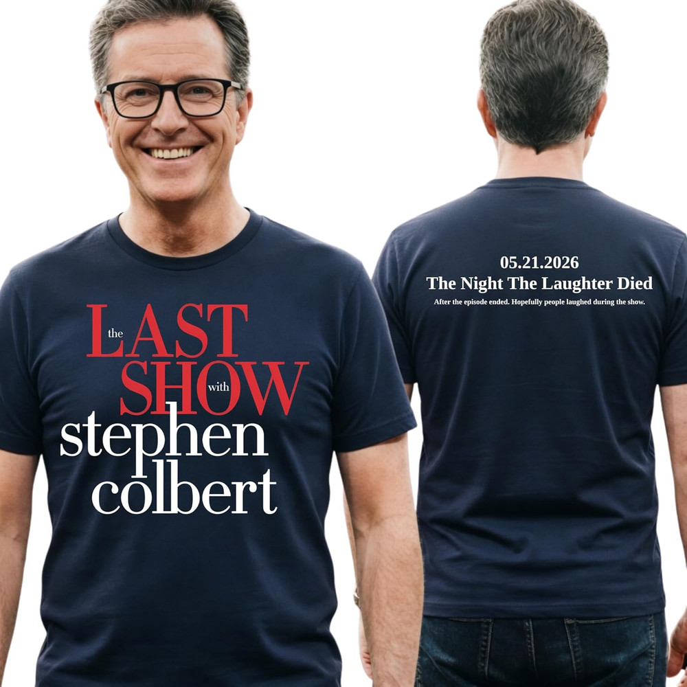 Stephen Colbert The Last Show T-Shirt Late Show Tribute Graphic Tee Navy Blue
