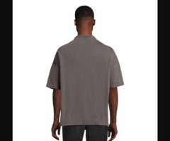 Men’s No Boundaries Oversize French Terry Polo Shirt XLARGE Charcoal Sky NEW